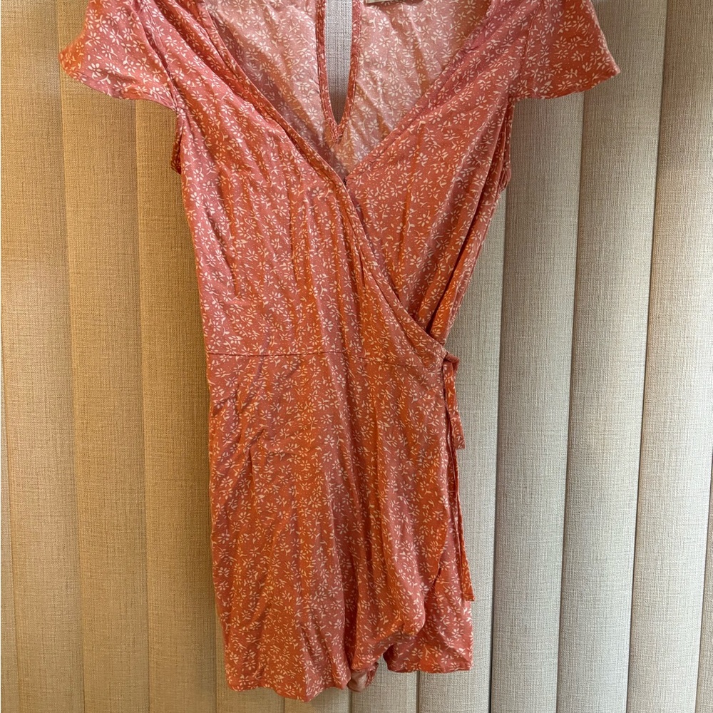 Hollister Coral Floral Wrap Dress